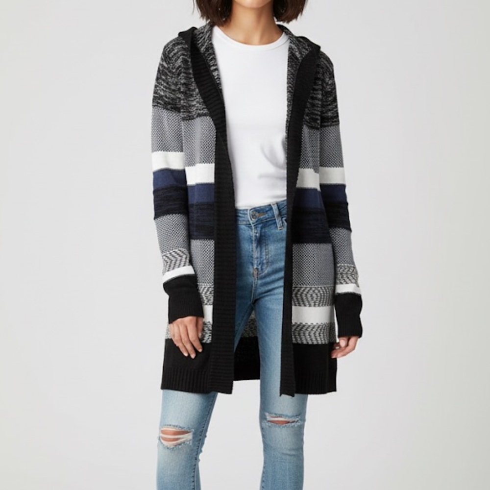 Roxy black, grey and blue Knit Cardigan 100 percent cotton